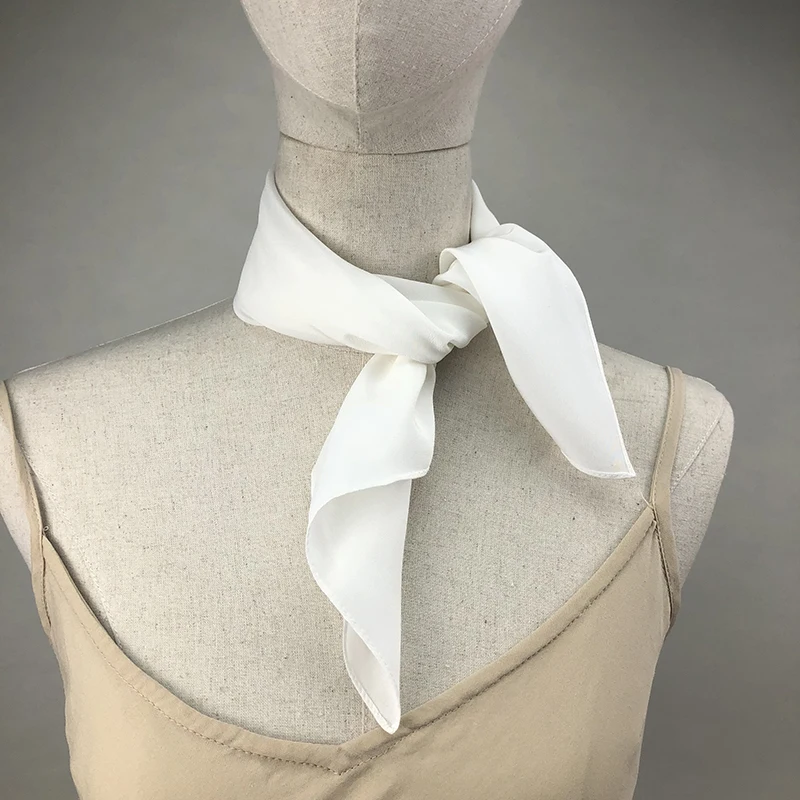 Scarf Silk Square - ใหม่ผู้หญิงผ้าพันคอผ้าไหมสแควร์คอผ้าคลุมไหล่เลดี้สีขาวผ้าพันคอผม Band Kerchief สําหรับ DIY ภาพวาด