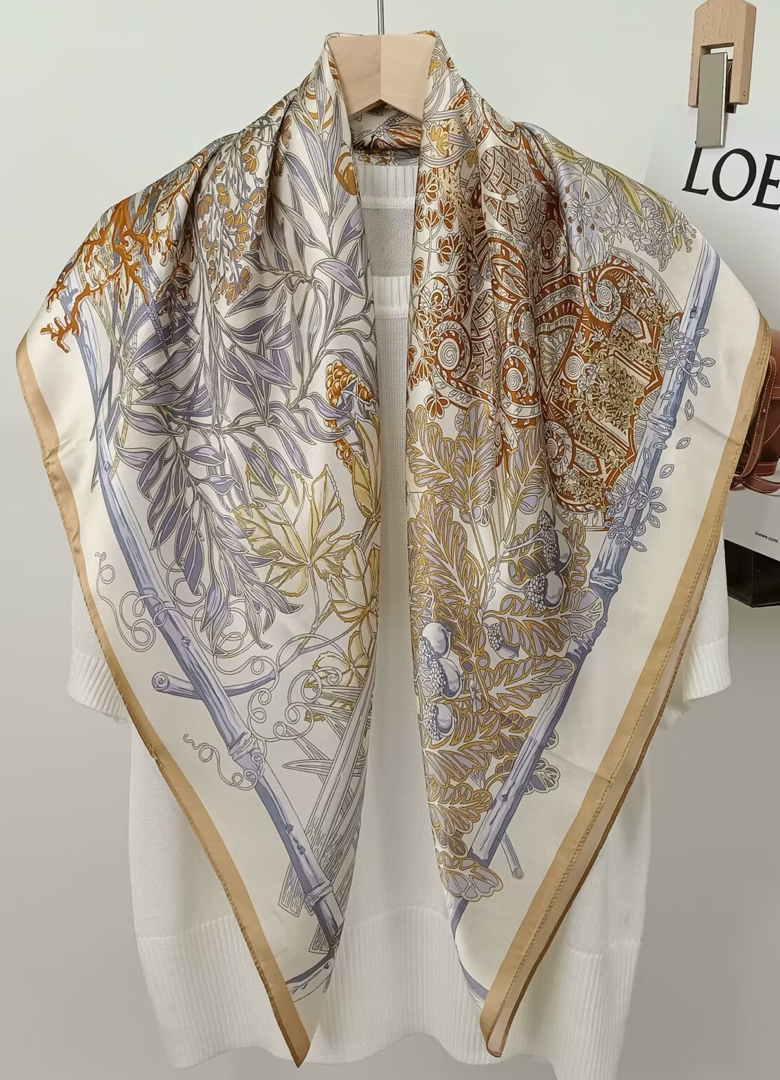 Scarf Silk Square - ผ้าพันคอไหมหม่อนพิมพ์ลายขนาด 90 ซม., ผ้าพันคอและผ้าคลุมศีรษะแฟชั่นสำหรับผู้หญิง, ผ้าคลุมไหล่ซาตินขนาดใหญ่, ผ้าพันคอแฟชั่น