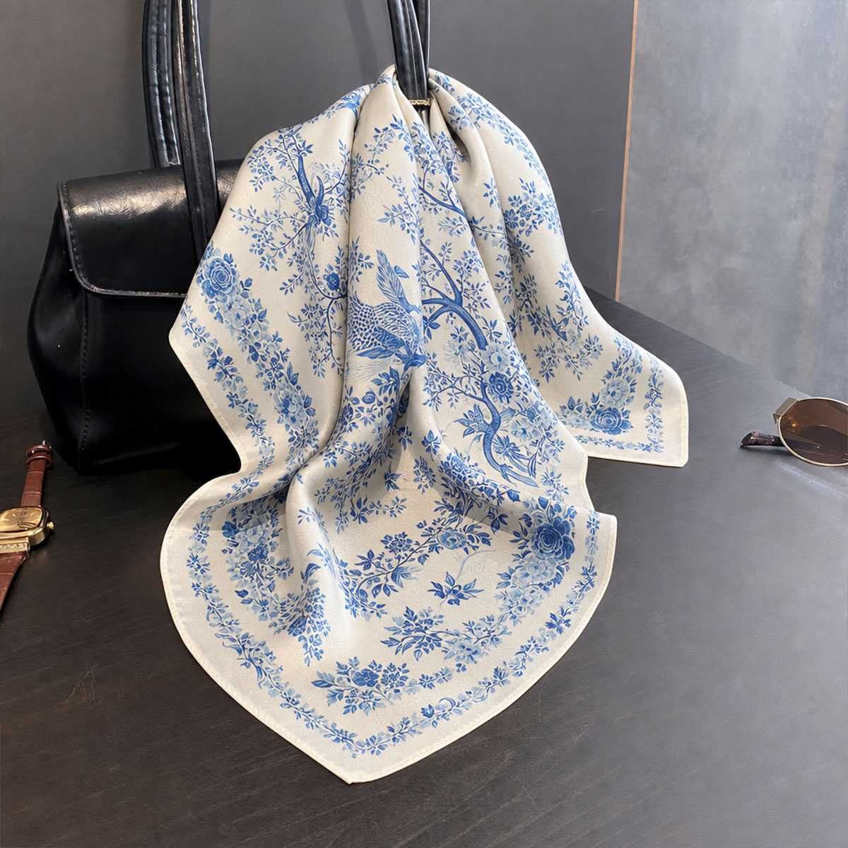 ผ้าพันคอไหมแท้ 100% สำหรับผู้ห - Scarf Silk Square บทวิจารณ์และราคา