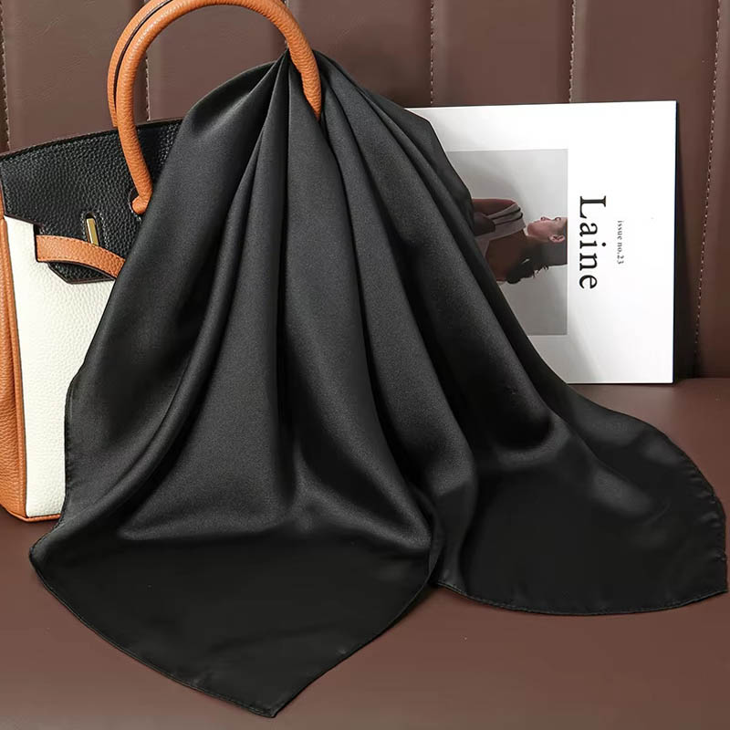 ผ้าพันคอไหมสีพื้นหรูหรา ผ้าซาต - Scarf Silk Square บทวิจารณ์และราคา