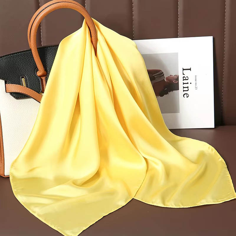 ผ้าพันคอไหมสีพื้นหรูหรา ผ้าซาต - Scarf Silk Square บทวิจารณ์และราคา