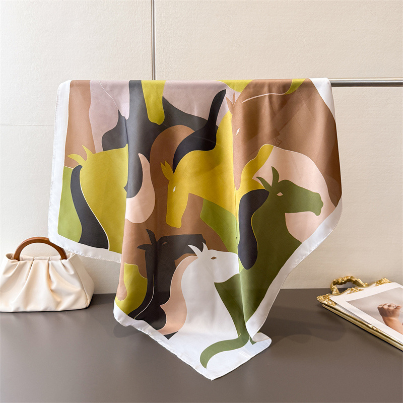 ผ้าพันคอสี่เหลี่ยมลายดอกไม้ ผ้ - Scarf Silk Square บทวิจารณ์และราคา