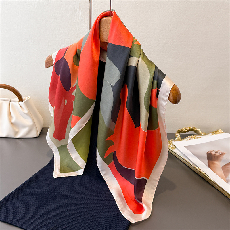 ผ้าพันคอสี่เหลี่ยมลายดอกไม้ ผ้ - Scarf Silk Square บทวิจารณ์และราคา