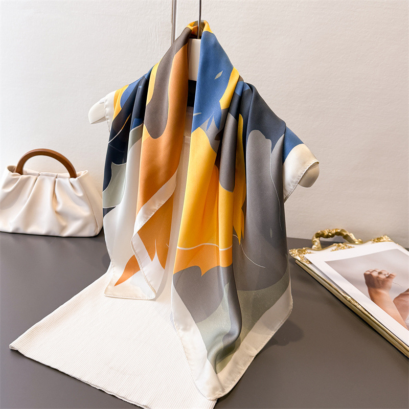 ผ้าพันคอสี่เหลี่ยมลายดอกไม้ ผ้ - Scarf Silk Square บทวิจารณ์และราคา