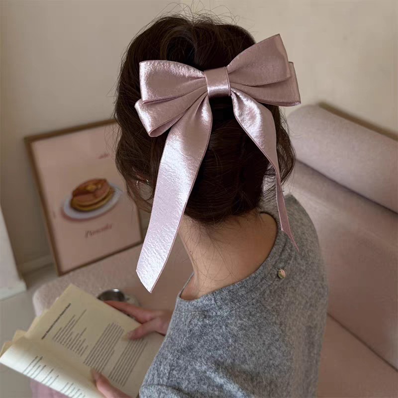 กิ๊บติดผมโบว์ผ้าซาตินสีเงินสไต - Tie Clip Silver บทวิจารณ์และราคา
